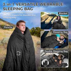 ATEPA 3-in-1 Hybrid Down Sleeping Bag – Lightweight 3-Season with Pad Attachment & Detachable Hood