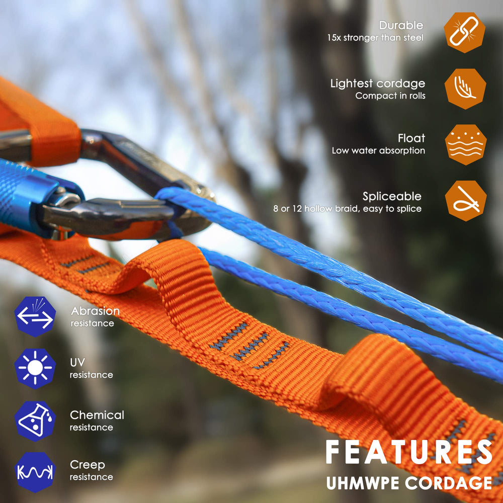 Emma Kites UHMWPE braided cord on kayak deck line ready for action