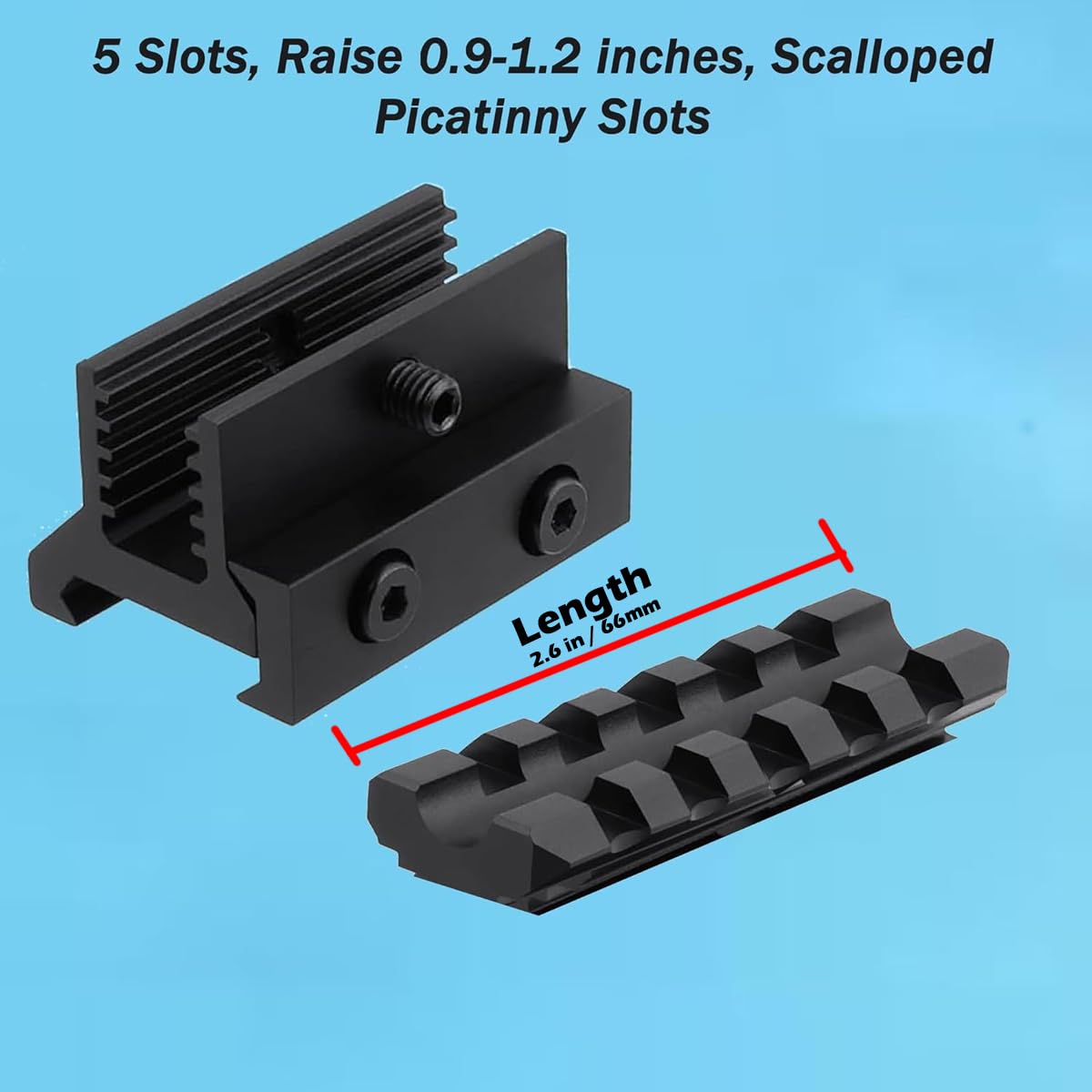Gotical Picatinny Riser Mount - Adjustable Height, Quick Release | 1.57in L, 5 Slots, Rise 0.9-1.2in (PO1 Quick Release)
