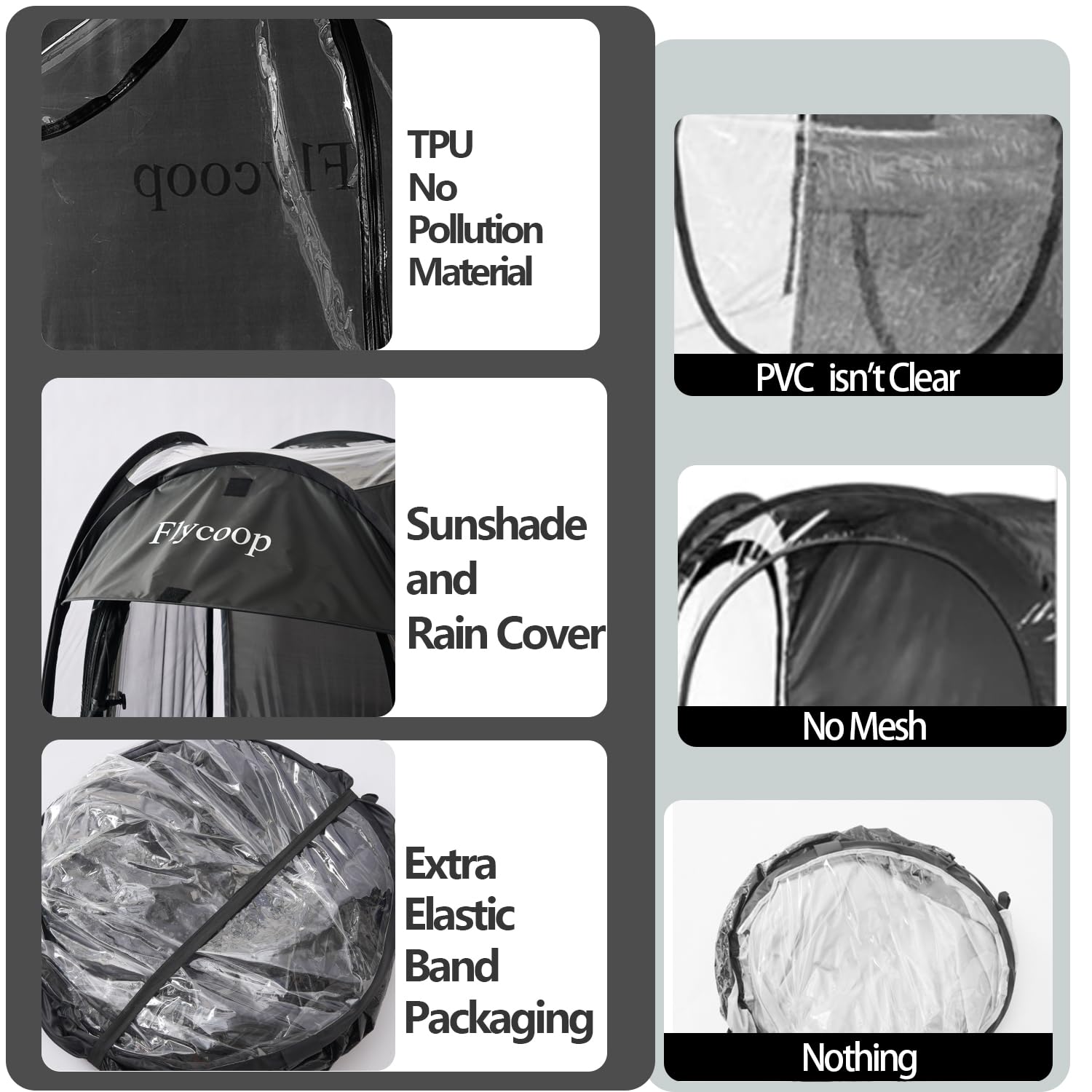 Flycoop Sports Pop-Up Shelter — 38.2 x 38.2 x 63 in Portable Weather Pod