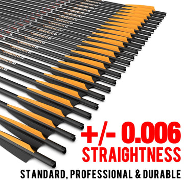 Sanlida Archery Warpath 8 - 24-Pack Carbon Crossbow Bolts, 0.006-inch Straightness, Removable Tips & Moon Nocks