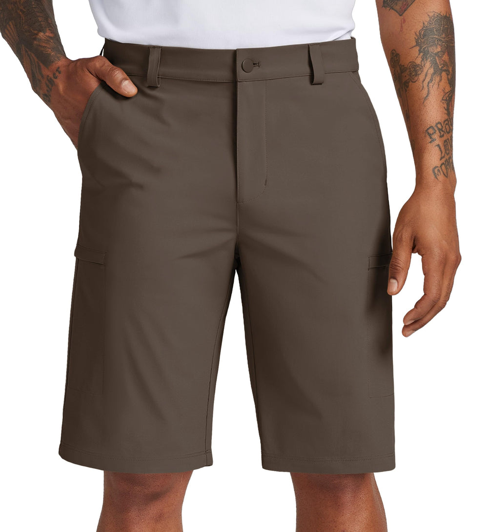 Willit flat-front shorts with snap closure for a clean professional look