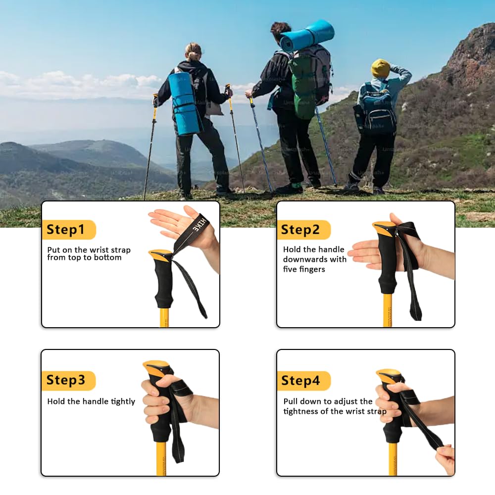 HUINING Foldable Hiking Poles – Ultralight Aluminium Trekking Poles, 110-130 cm