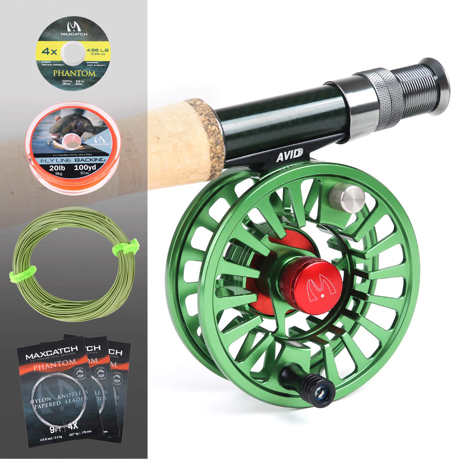 Maximumcatch Premier Fly Rod & Reel Combo — 9' 7WT, Half-Handle Rod, Green AVID Reel