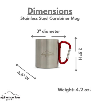 Alpine Mountain Gear Stainless Steel Carabiner Mug — 9 oz Camping Cup by Caddis Sports
