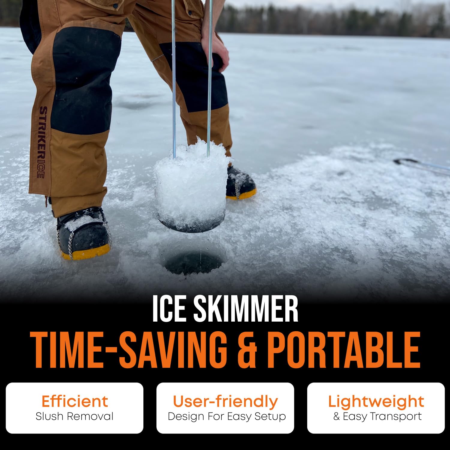 Deep Freeze One-Shot Ice Skimmer-Pro Edition 10in | Ice Fishing Hole Scoop