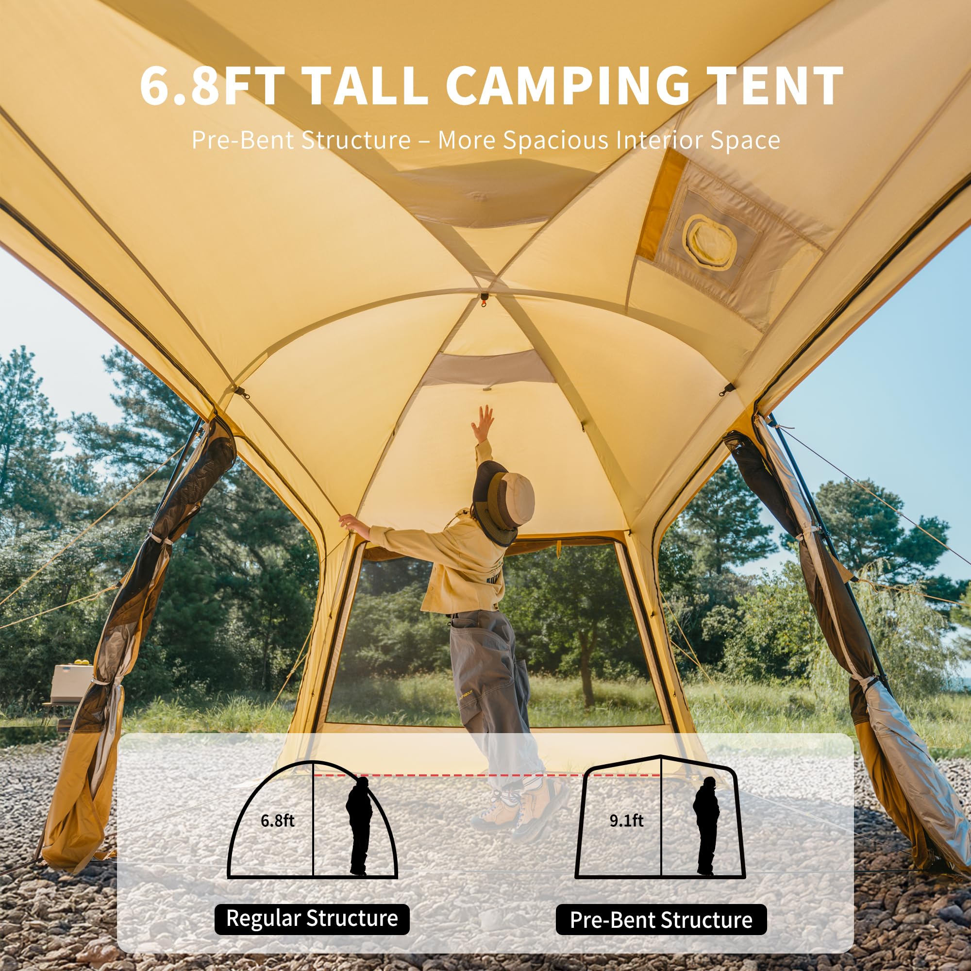 Naturehike Dune Hot Tent with Stove Jack - 4-Season Waterproof Shelter for 2-4 Campers