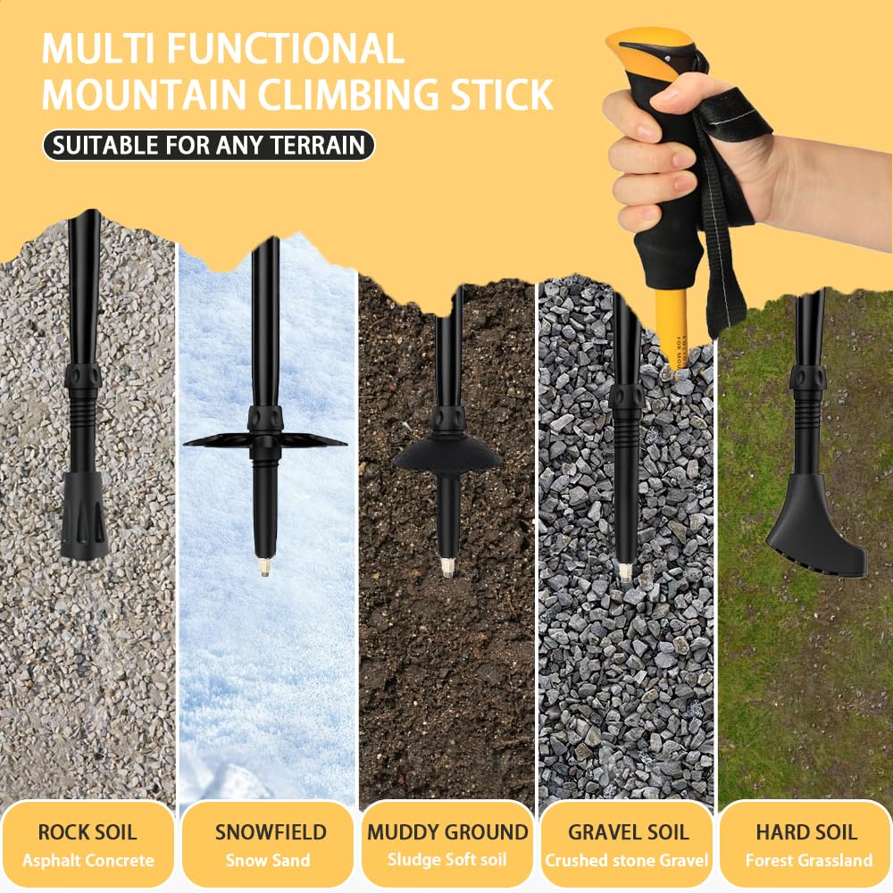 HUINING Foldable Hiking Poles – Ultralight Aluminium Trekking Poles, 110-130 cm