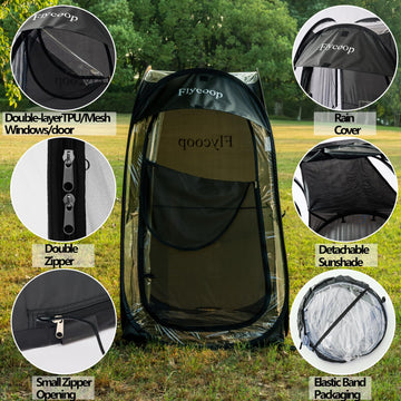Flycoop Sports Pop-Up Shelter — 38.2 x 38.2 x 63 in Portable Weather Pod