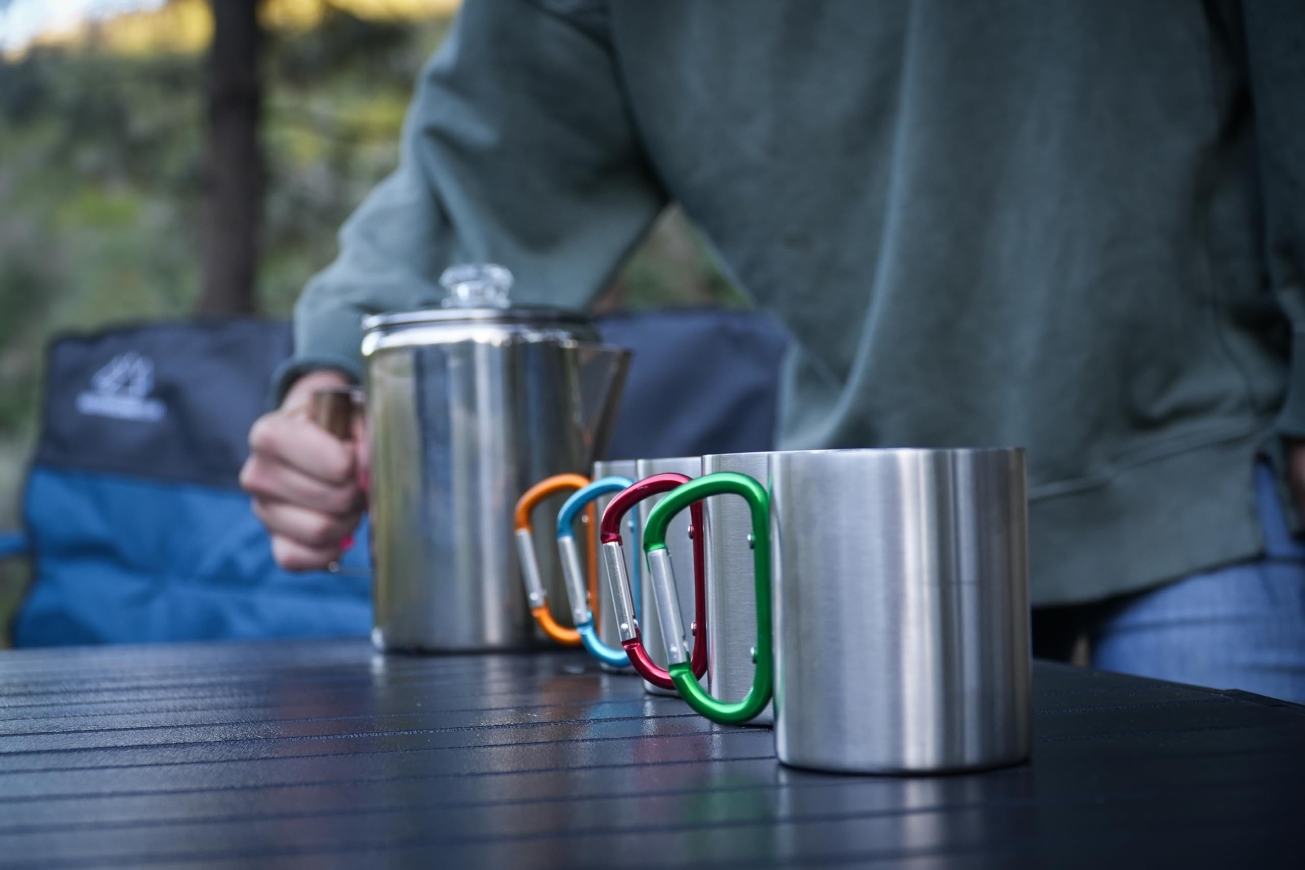 Alpine Mountain Gear Stainless Steel Carabiner Mug — 9 oz Camping Cup by Caddis Sports