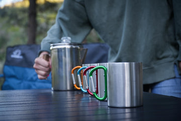 Alpine Mountain Gear Stainless Steel Carabiner Mug — 9 oz Camping Cup by Caddis Sports