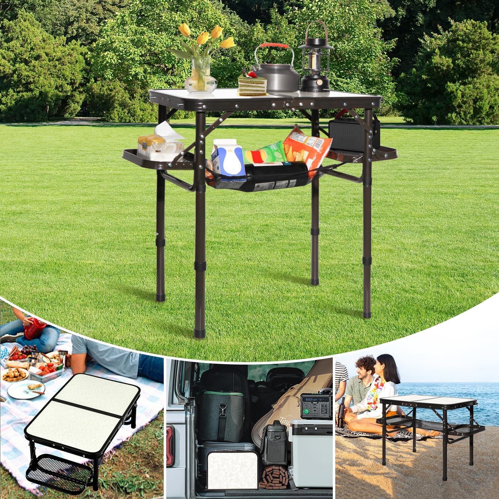 Koldan waterproof surface resists spills for quick cleanup during camping.