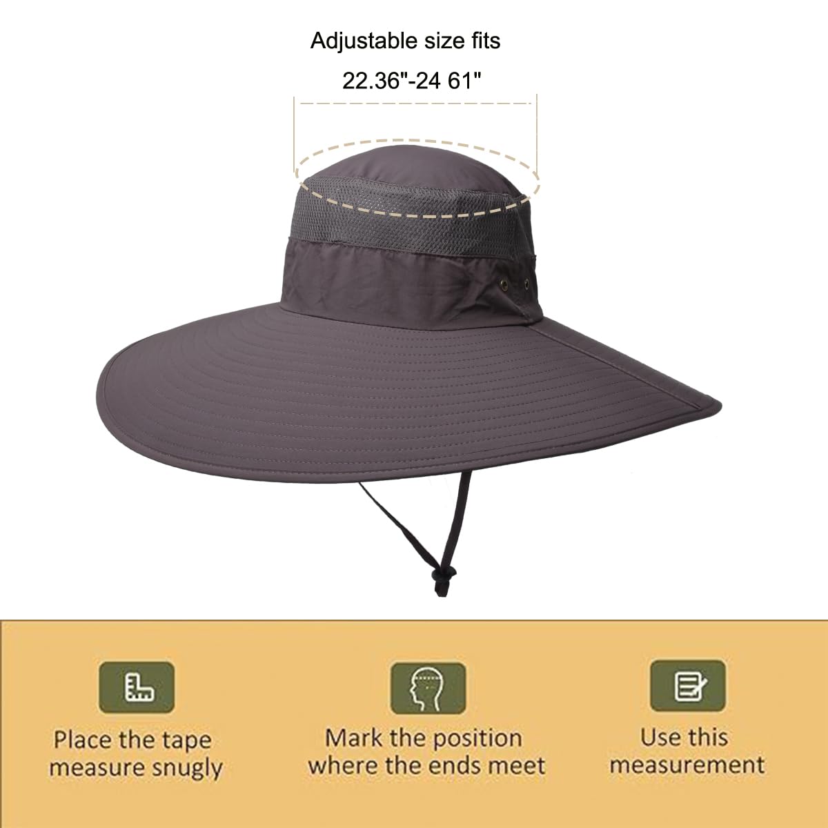 Leotruny Super Wide Brim Bucket Hat UPF50+ Waterproof Sun Hat – Khaki C03 (Fishing, Hiking, Camping)