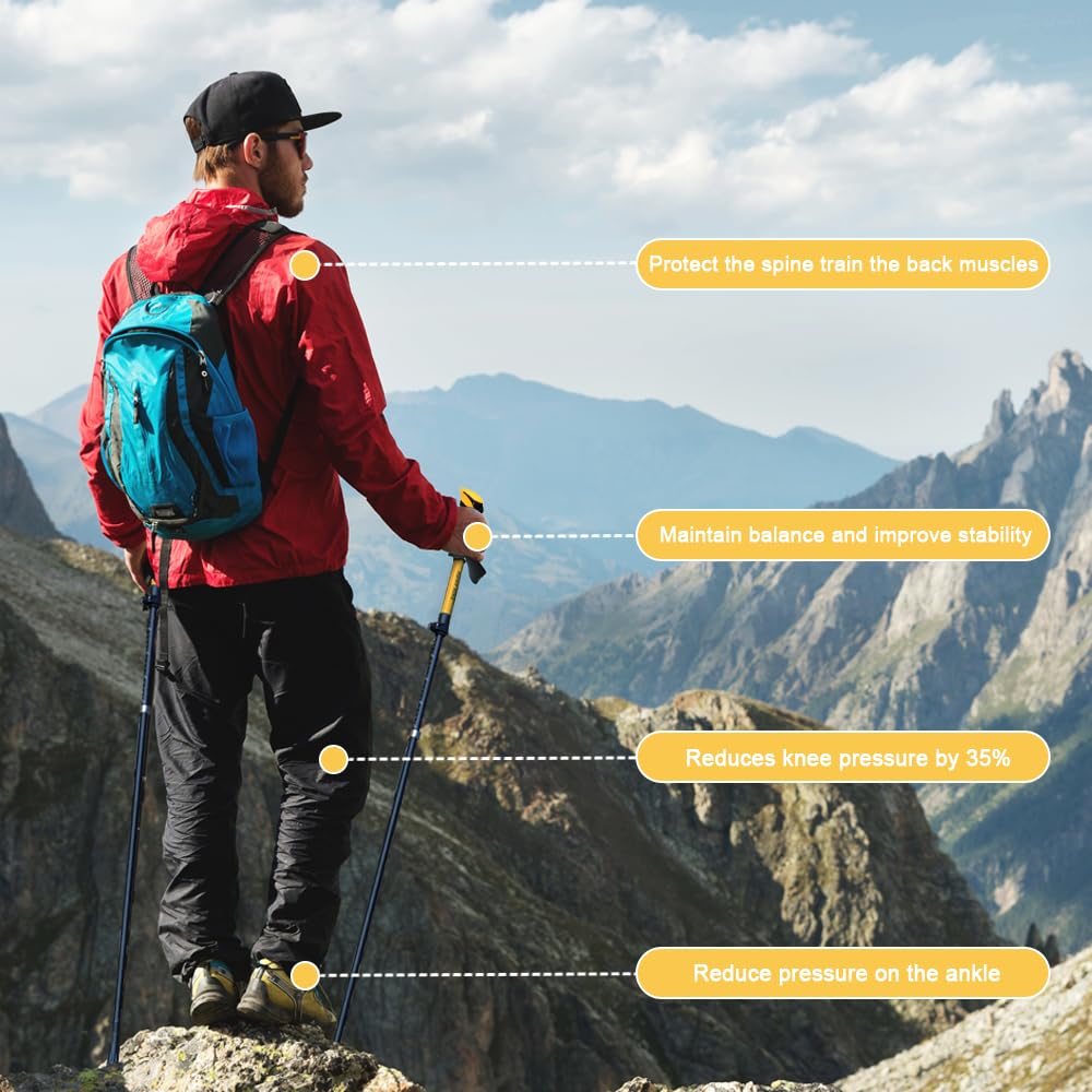 HUINING Foldable Hiking Poles – Ultralight Aluminium Trekking Poles, 110-130 cm