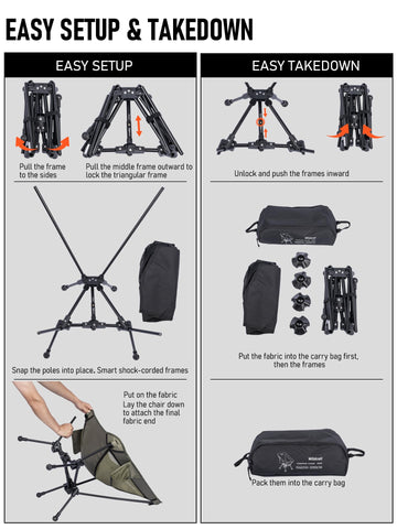 WildCall Lightweight Folding Camping Chair — Anti-Sinking Feet, Portable Beach & Camp Chair