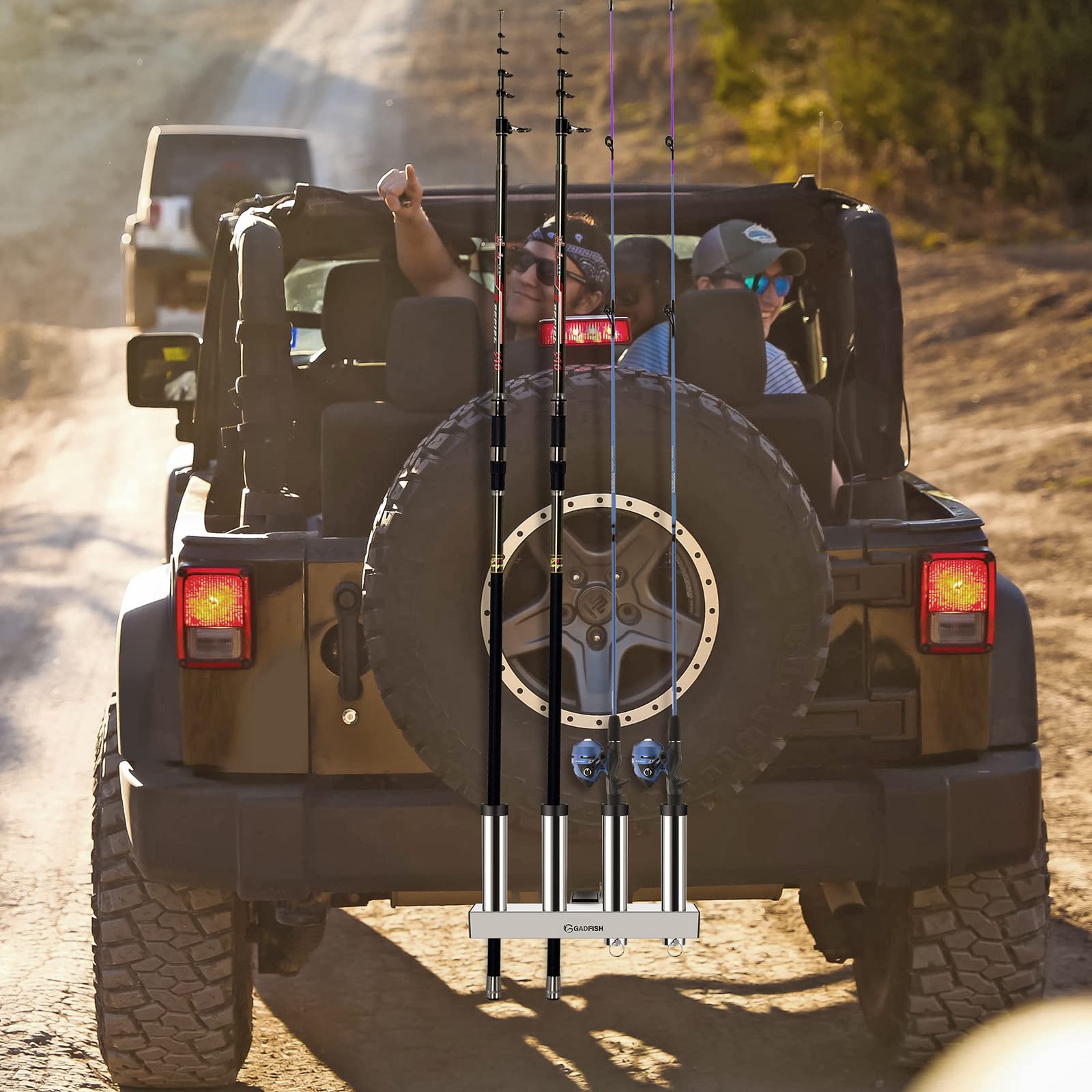 GADFISH Stainless Steel Hitch Mount Rod Holder for 2-Inch Receivers | Quick Release Pin