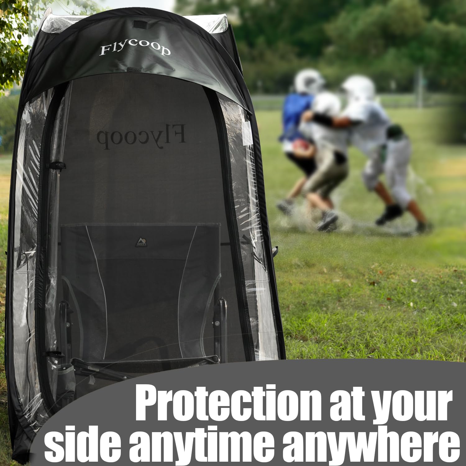 Flycoop Sports Pop-Up Shelter — 38.2 x 38.2 x 63 in Portable Weather Pod