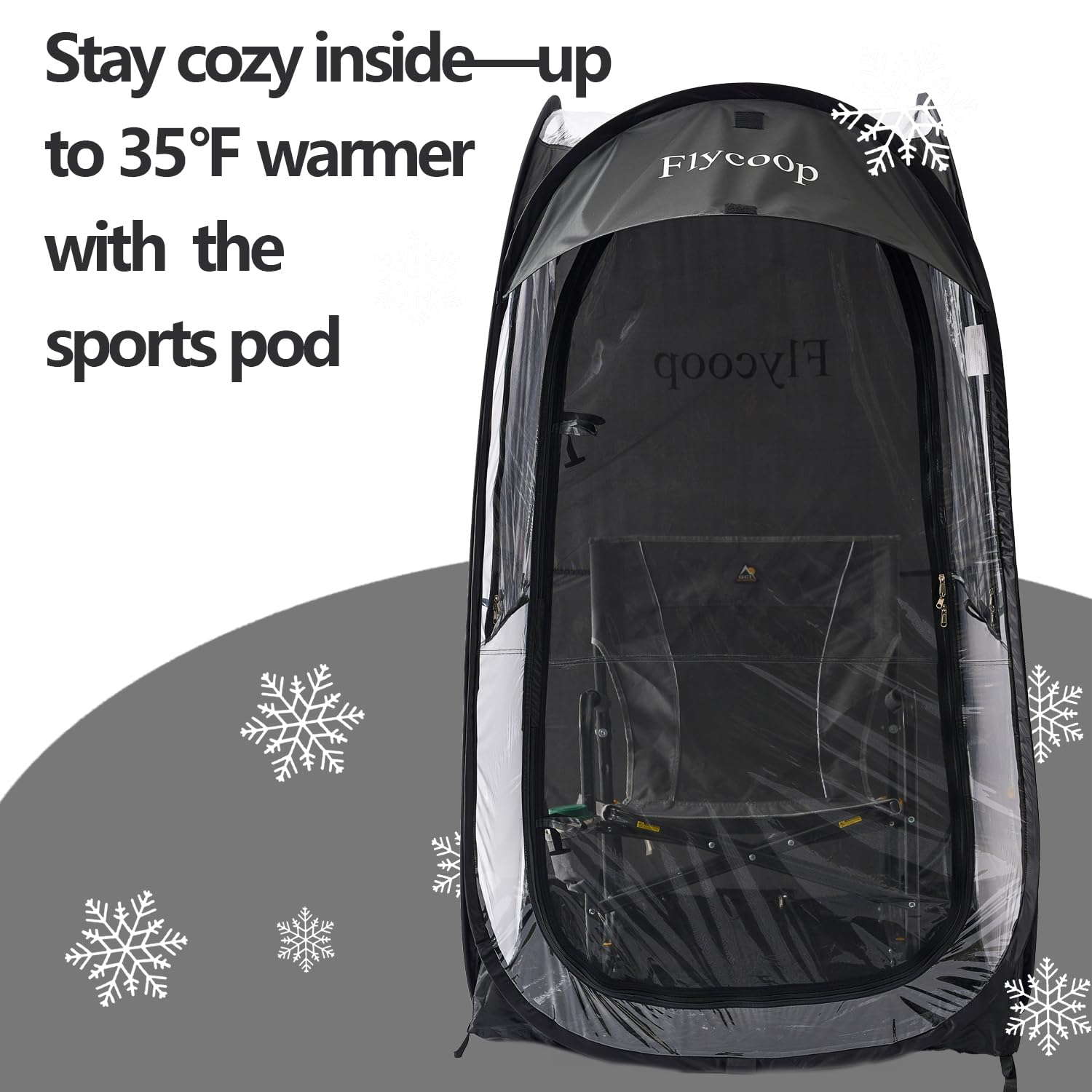 Flycoop Sports Pop-Up Shelter — 38.2 x 38.2 x 63 in Portable Weather Pod