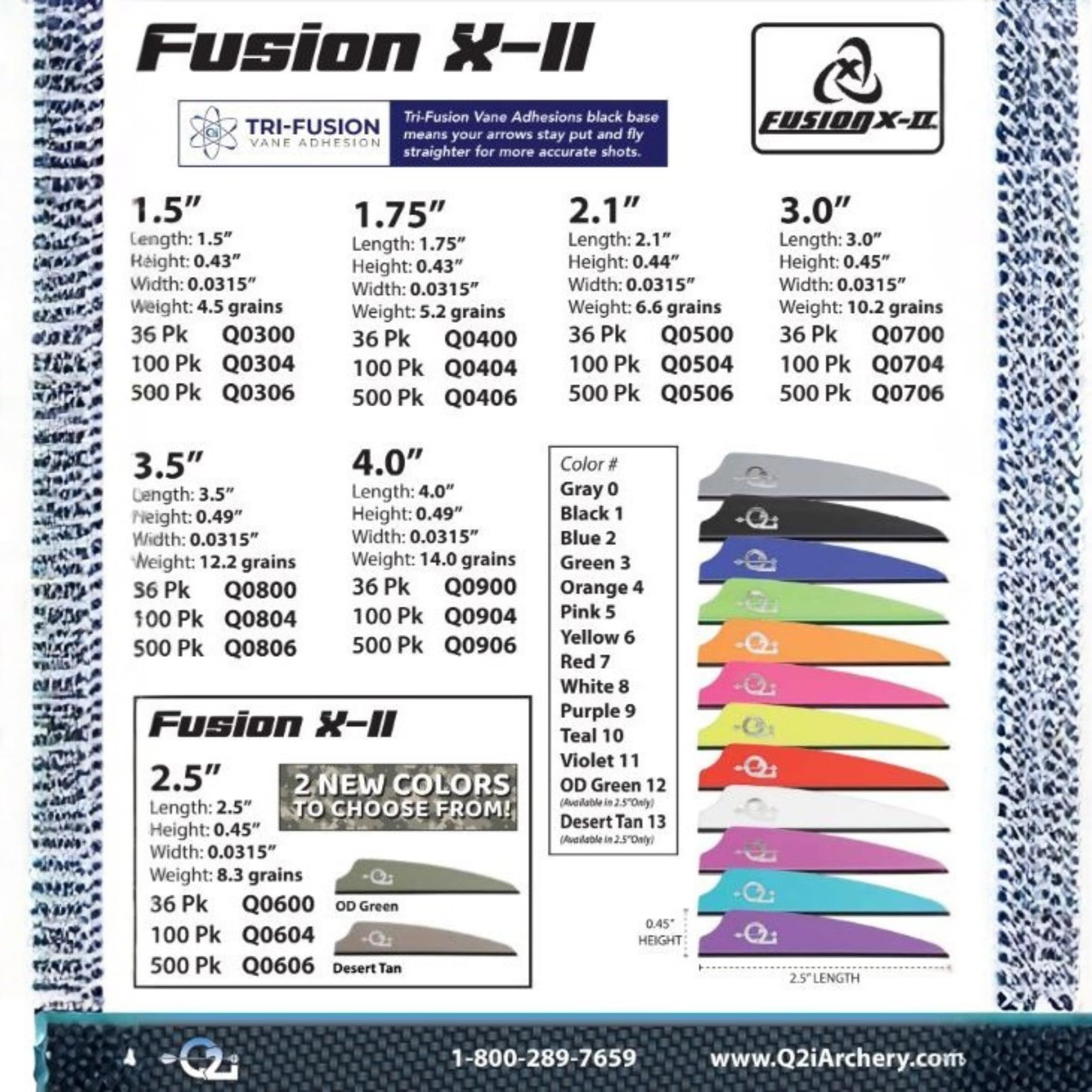 Q2i Fusion X-II Target Archery Vanes – Ultra-Lightweight, Tri-Fusion Adhesion, 2.5-inch 100pk NYELLOW