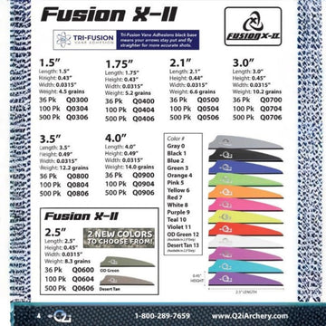 Q2i Fusion X-II Target Archery Vanes – Ultra-Lightweight, Tri-Fusion Adhesion, 2.5-inch 100pk NYELLOW