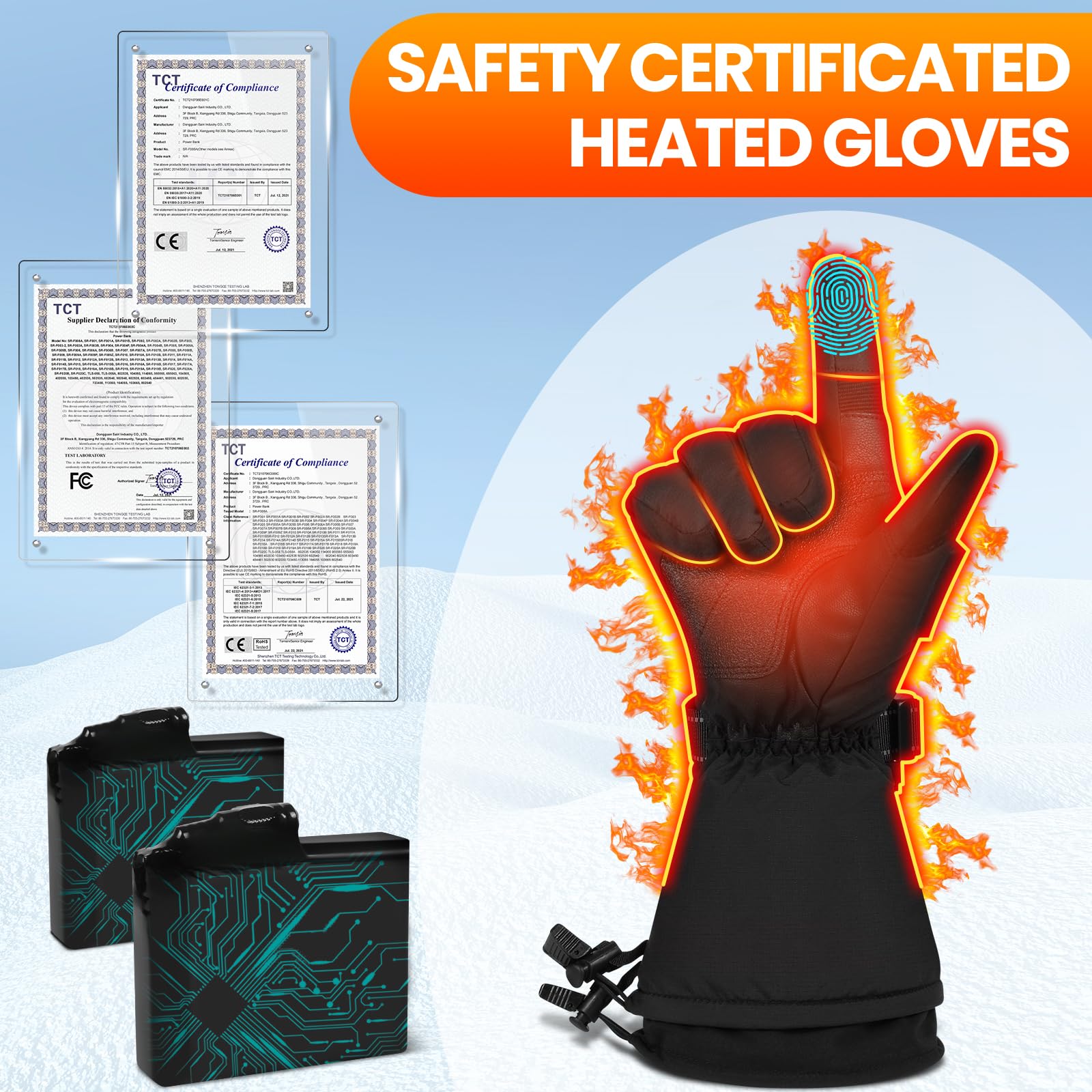 Meoneo Heated Gloves for Men & Women (Large) – Rechargeable, Waterproof & Double Windproof Winter Gloves