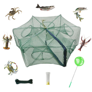 Foldable fishing bait trap with 6 holes