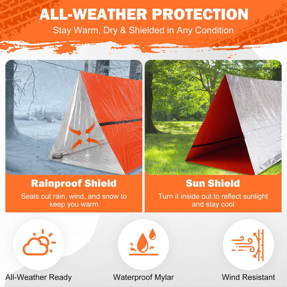 IMODOMIO Heat-reflective tent aids warmth retention during cold-weather camping and hikes