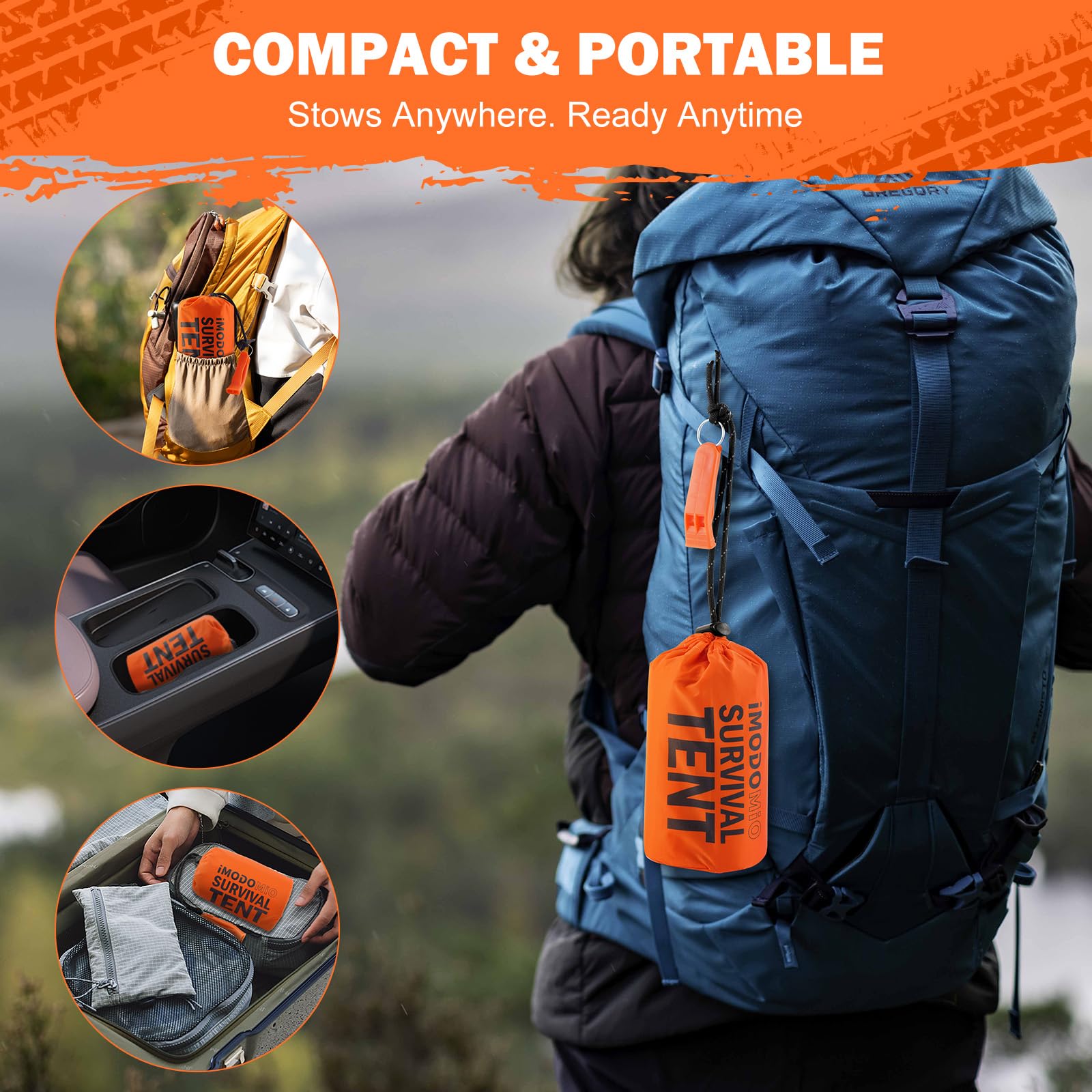 IMODOMIO emergency shelter used as bivy or sleeping bag in winter or rain