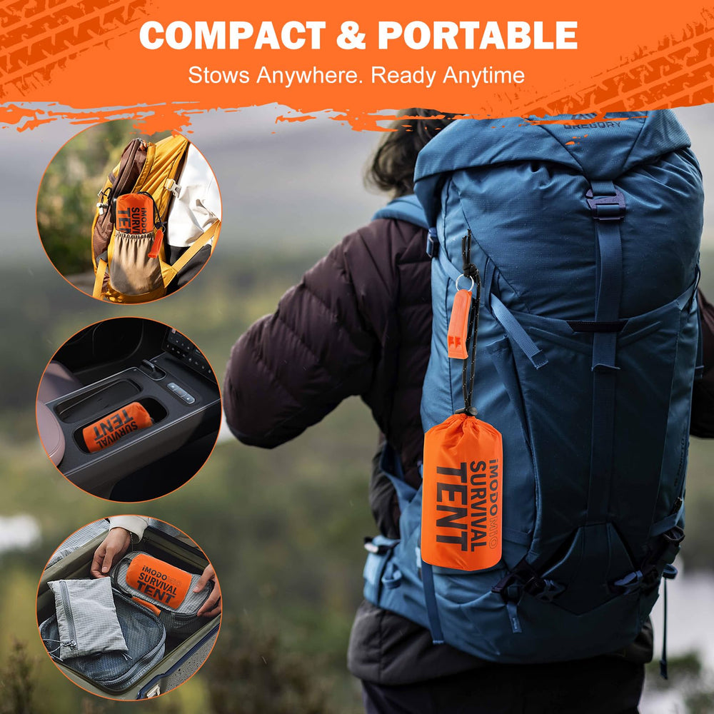 IMODOMIO emergency shelter used as bivy or sleeping bag in winter or rain
