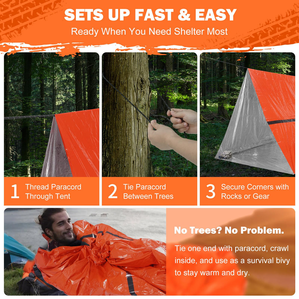 IMODOMIO Emergency tent waterproof-stuff-sack shown for dry storage and long-term carry