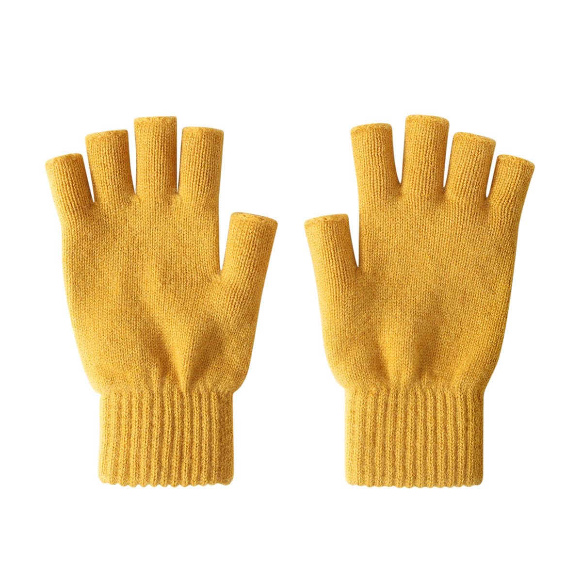 iMongol Pure Wool half-fingers gloves yellow offer warm, breathable comfort for outdoor use.