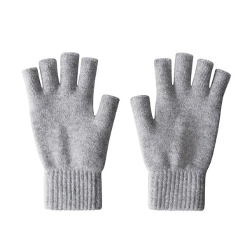 iMongol Pure Wool Half-Fingers Gloves in Light Grey offer natural warmth and dexterity.