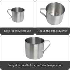 Imusa aluminum mug side handle view, comfortable grip for outdoor coffee