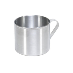 Imusa aluminum mug top view in silver, ideal for camping beverages