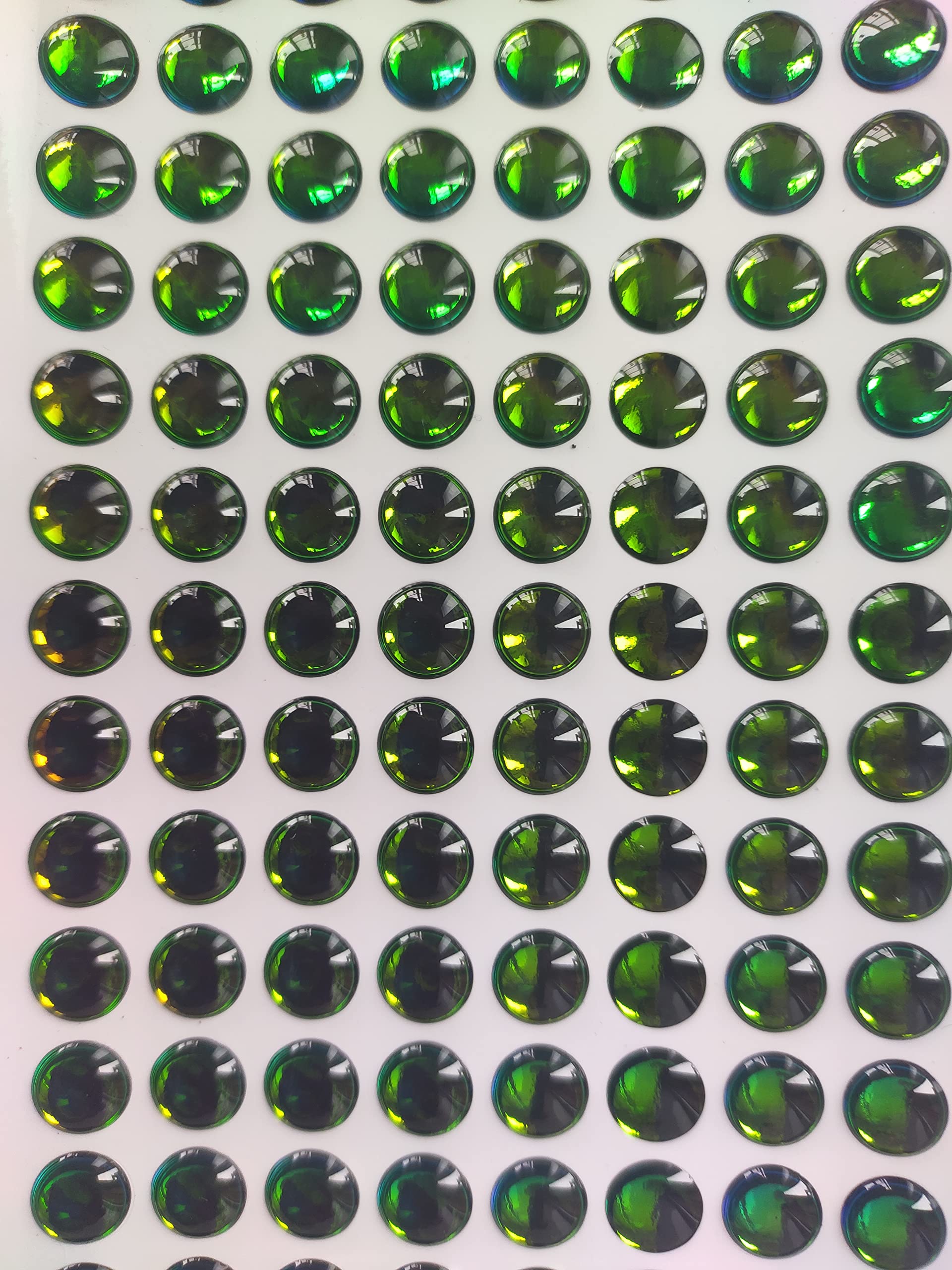 IMXPW 3D holographic fish eyes 8mm gradient green with self-adhesive backing for quick use