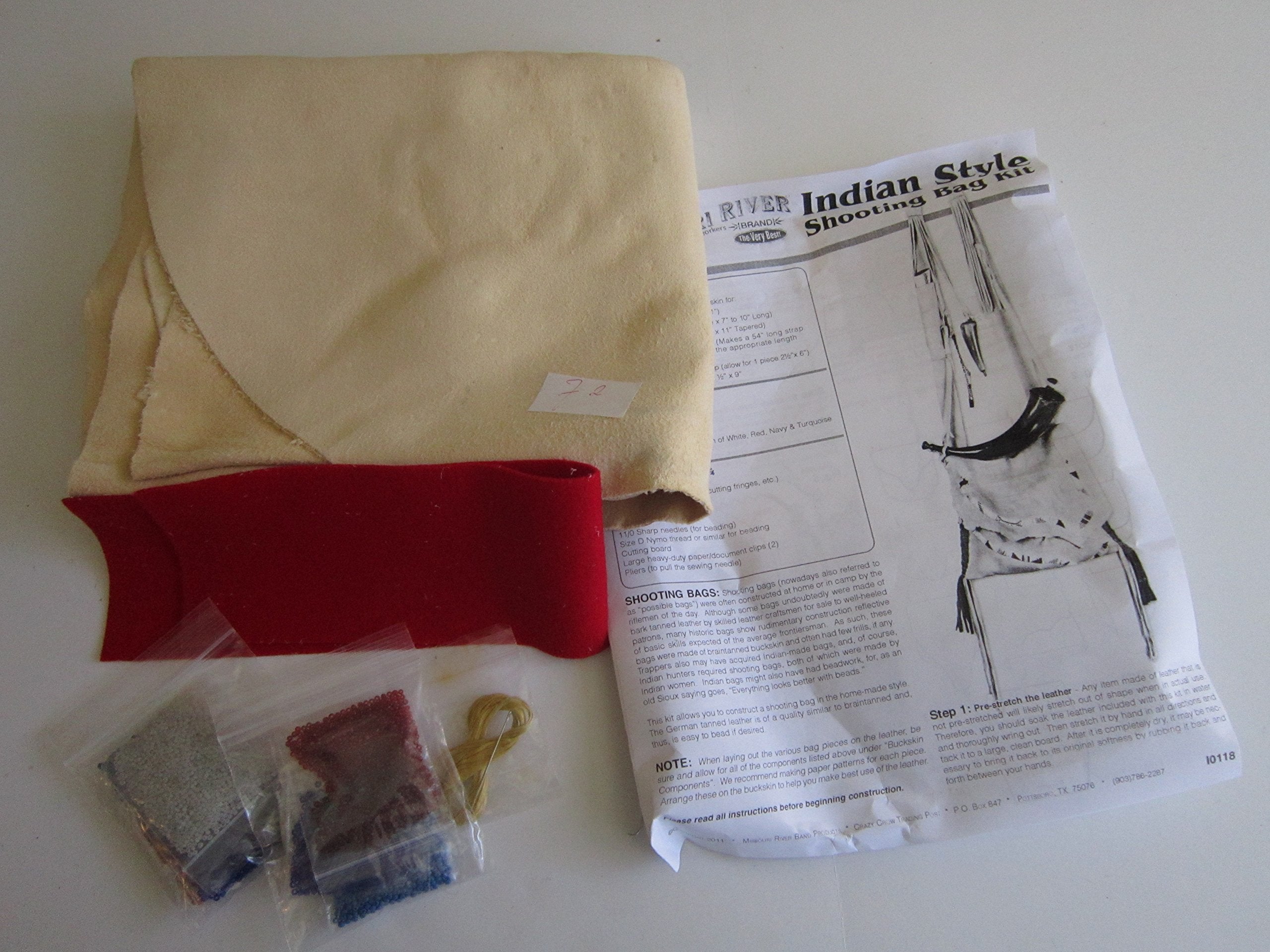Indian Style Possibles Shooters Bag Kit shows fringed corners and durable buckskin binding
