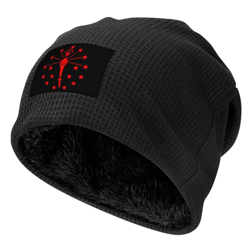Indiana State Flag Winter Beanie front view showing soft knit warmth