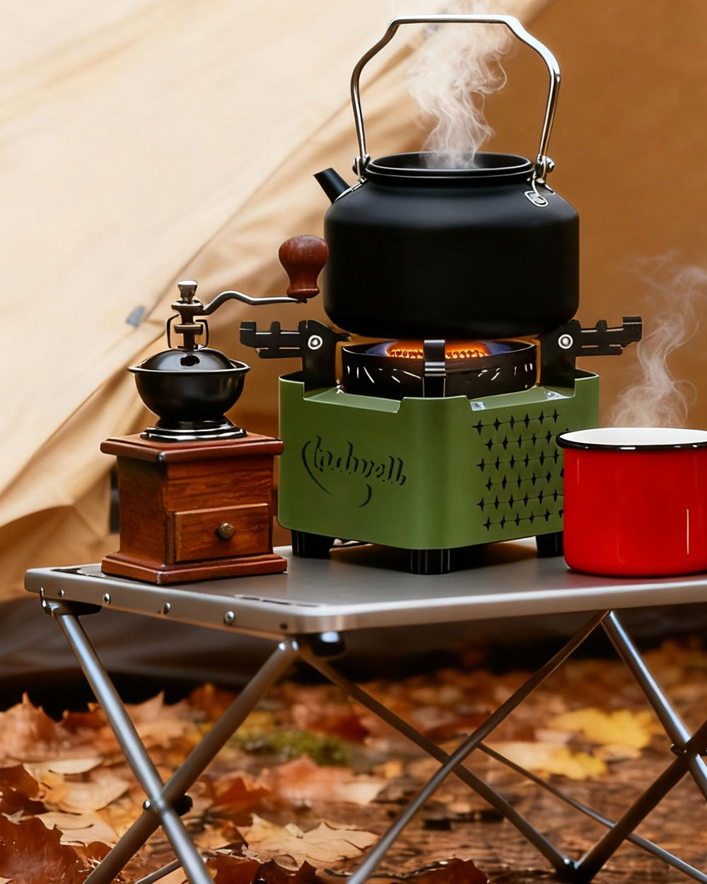 Indwell stove on campsite table with cookware demonstrates versatile outdoor meals