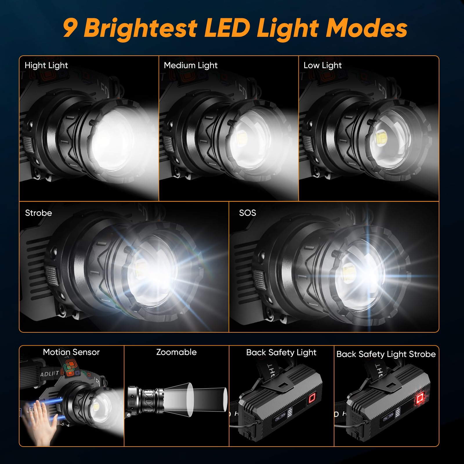 INECOKS headlamp zoomable beam lets you switch from spot to floodlight
