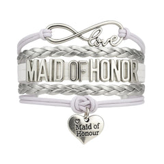Infinity Collection Maid of Honor Bracelet closeup shows silver-tone charms for a timeless bridal look