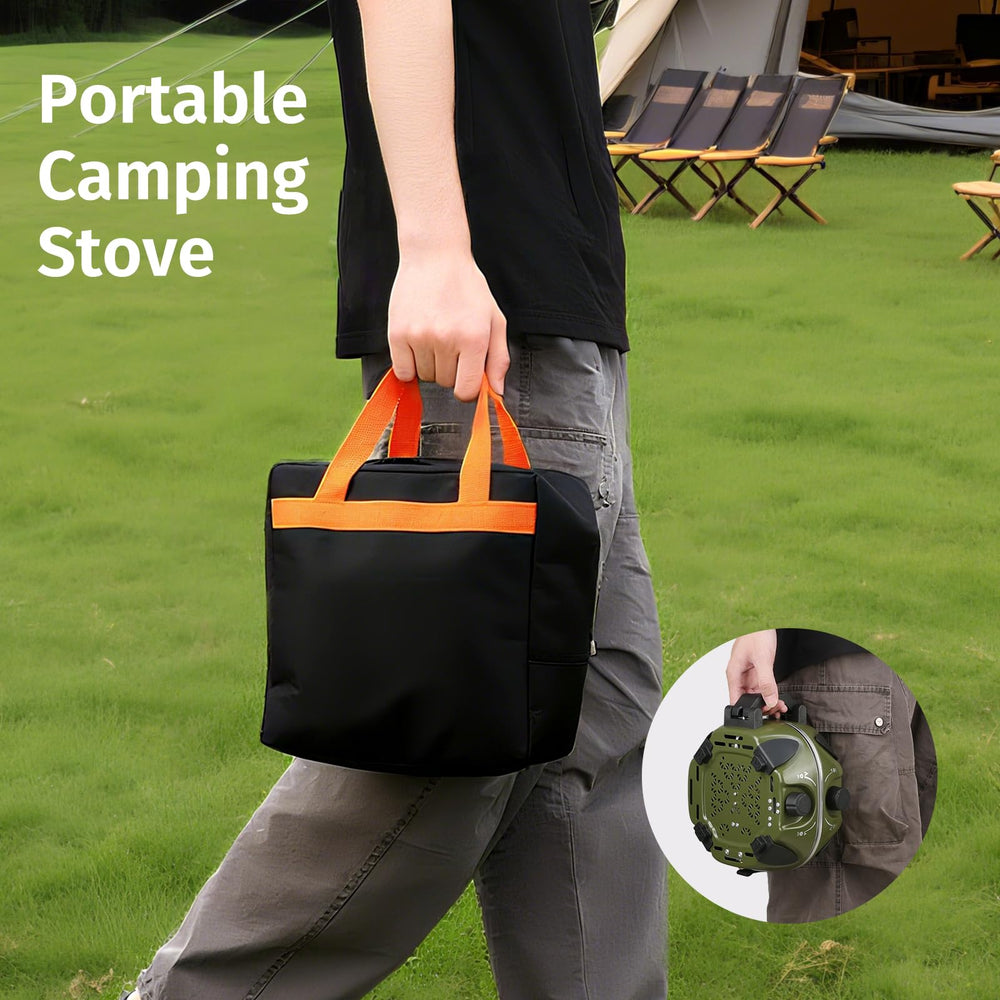 INFOOD propane camping stove adjustable flame control ensures precise cooking.