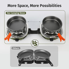INFOOD propane camping stove with carry bag for easy transport and tidy storage.