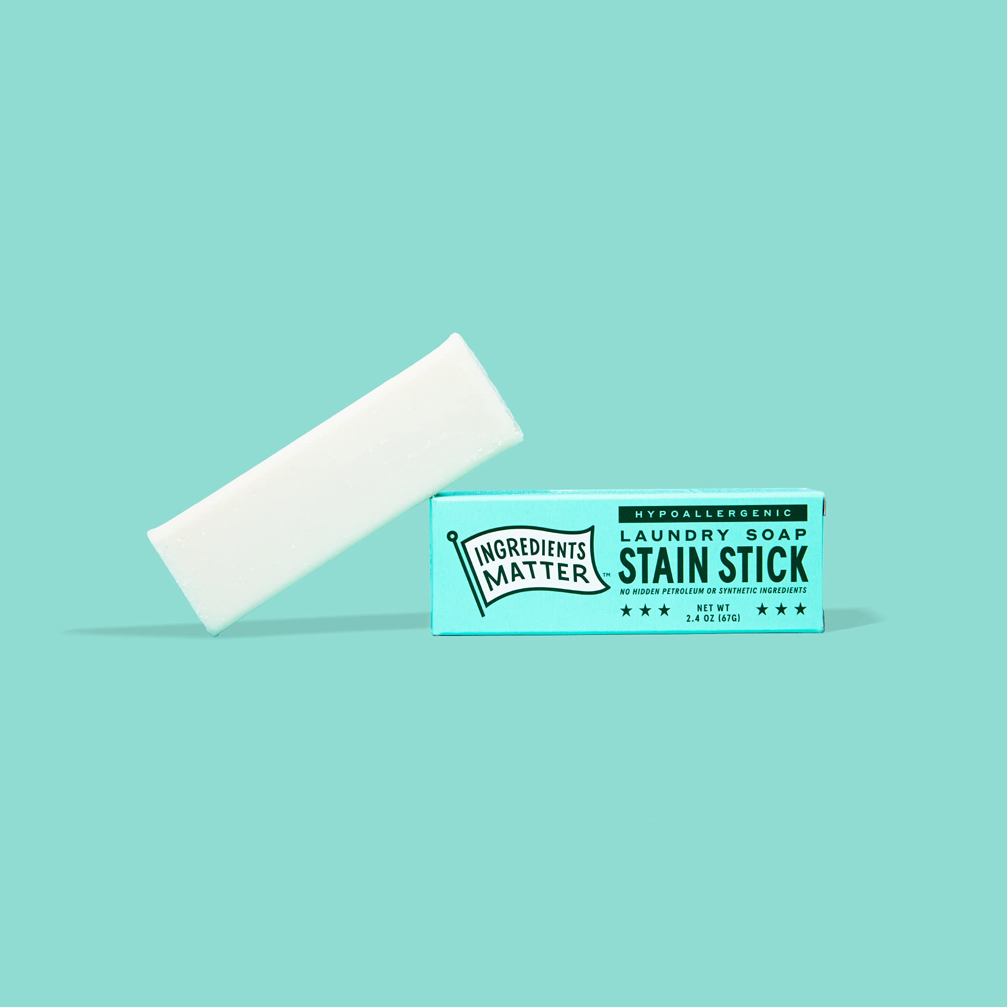 Applying Ingredients Matter Stain Stick to a stain on fabric for quick treatment
