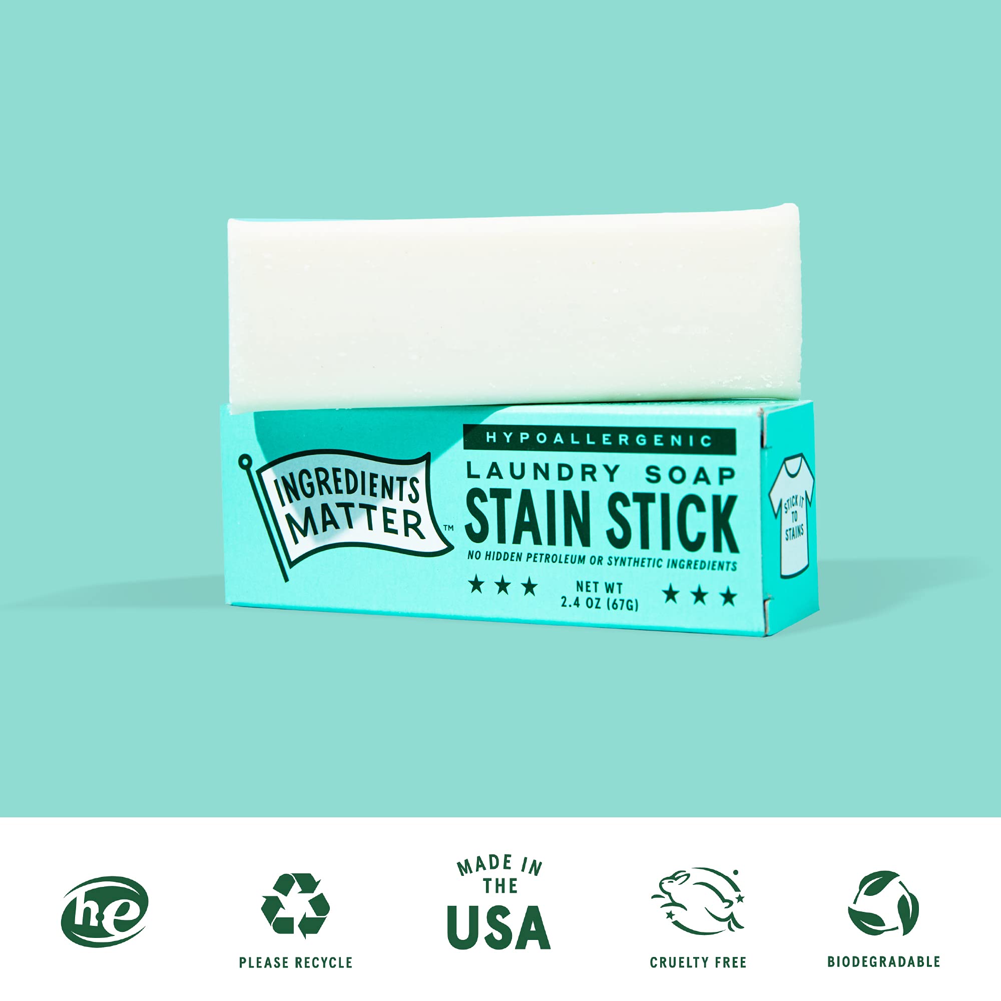 Ingredients Matter Stain Stick manufactured in the USA for quality