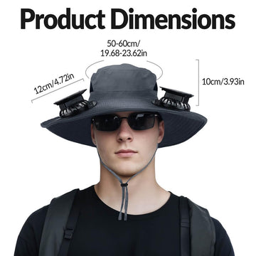 inkArts Hat with Fans folded-compact indicates travel-friendly portability.