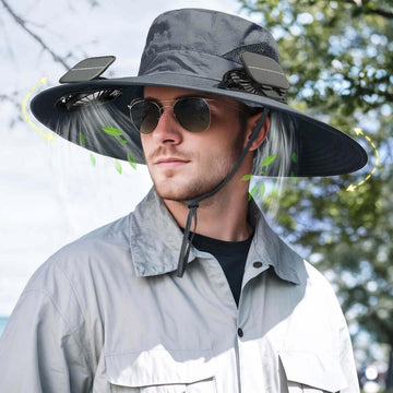 inkArts Hat with Fans side view highlights ear-level airflow during outdoor activities.