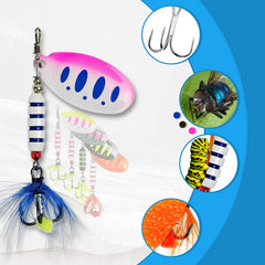 Five-piece spinner baits with tackle box on display