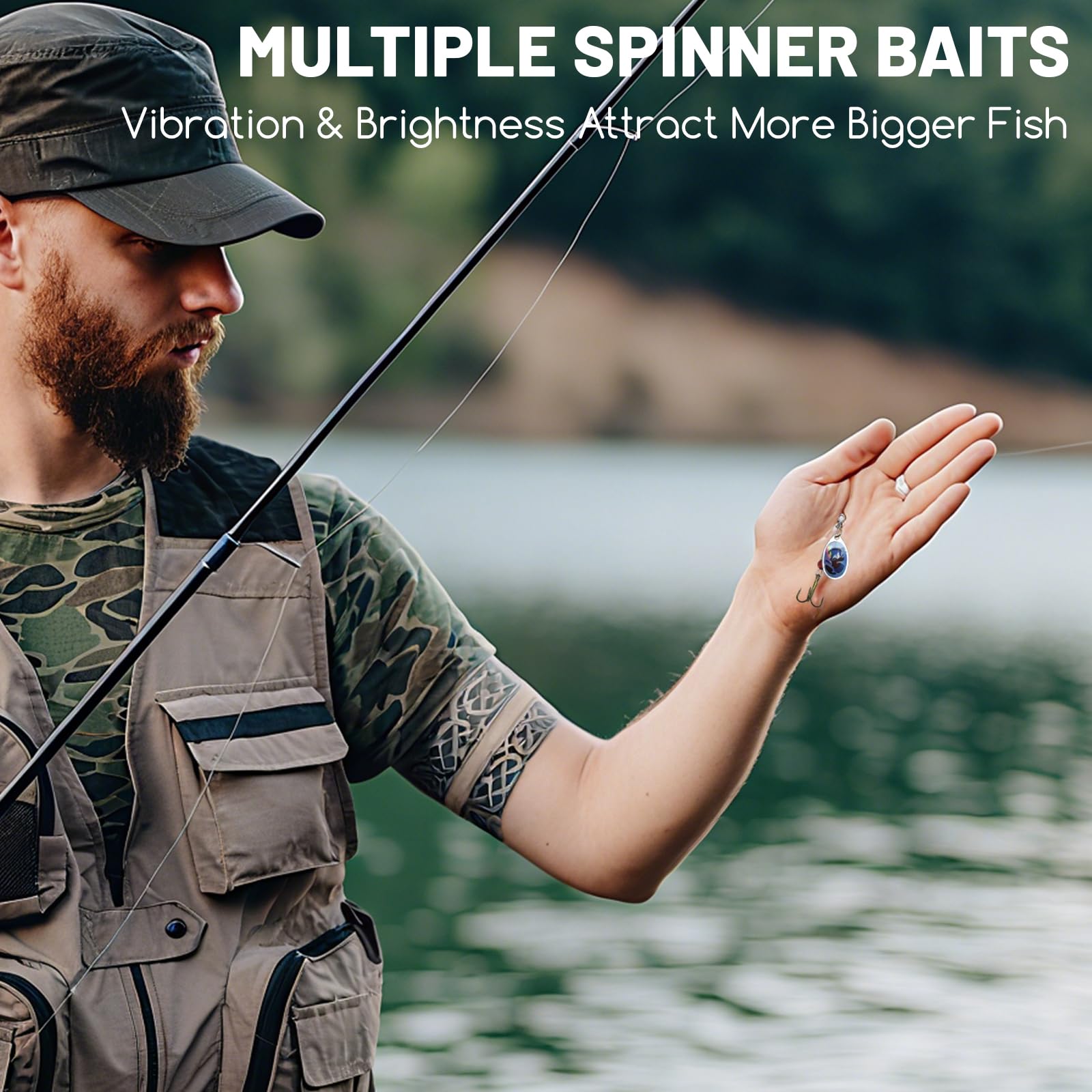 Rooster tail style spinnerbait among the set