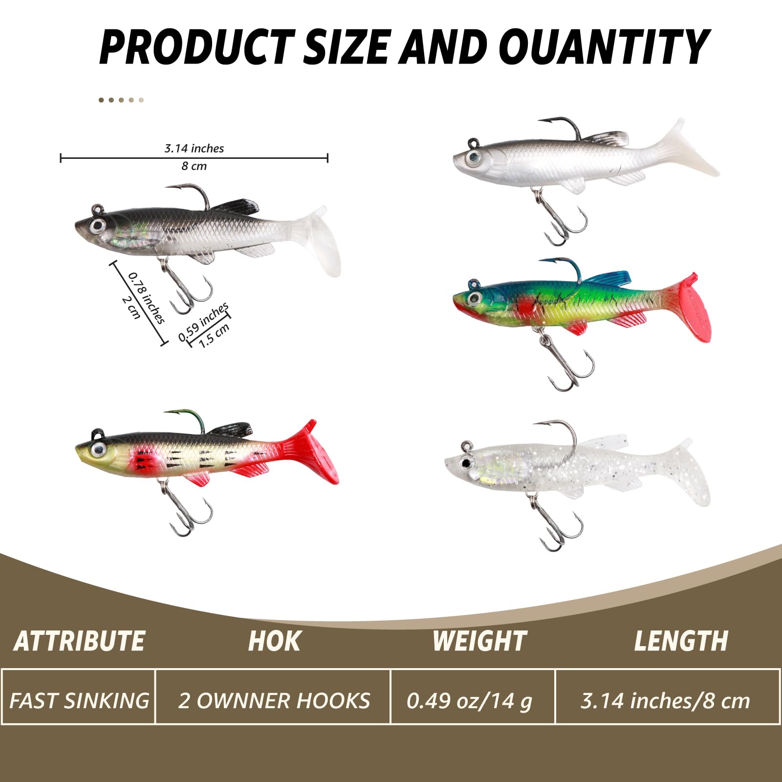 Shad Minnow paddle tail swimbait showing 3D T-tail action