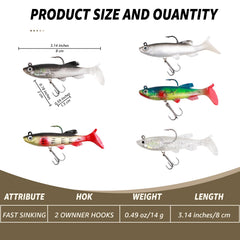 Shad Minnow paddle tail swimbait showing 3D T-tail action